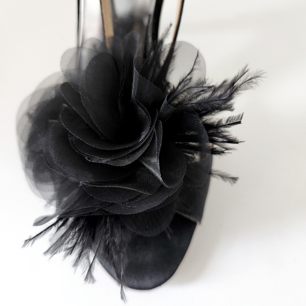 Badgley Mischka Kiwi Black Satin Heels - Picture 4 of 5